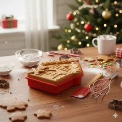 SET PASTICCERIA NATALIZIO DA 3 PEZZI CON STAMPO IN SILICONE FRUSTA IN ACCIAIO SPATOLA