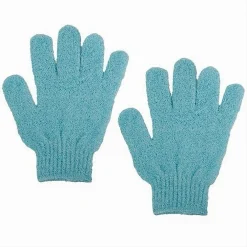 SET 2PEZZI GUANTI DI CRINE PER DOCCIA BAGNO ESFOLIANTE PELLE CORPO AZZURRO 79724