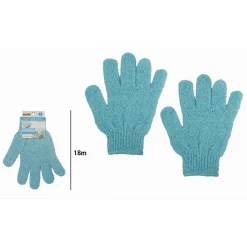 SET 2PEZZI GUANTI DI CRINE PER DOCCIA BAGNO ESFOLIANTE PELLE CORPO AZZURRO 79724