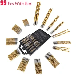 SET 100PZ 99 PUNTE PER TRAPANO HSS DORATE IN TITANIUM 1.5mm - 10mm PROESSIONALI