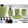 SET 4PZ ACCESSORI BAGNO IN CERAMICA PORTA SAPONE SPAZZOLINO DECORO DESIGN 616297
