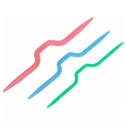 SET 6PZ AGHI AGO A MAGLIA PLASTICA 3 MISURE CURVI GANCIO RICAMO UNCINETTO CUCITO