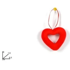 SET 6PZ APPENDINI A FORMA DI CUORI CUORE ROSSO 6CM IDEA REGALO PER SAN VALENTINO