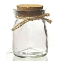 SET 12PZ BARATTOLO BARATTOLINO IN VETRO TRASPARENTE TAPPO SUGHERO 5.5X7CM 715754