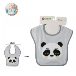 SET 2PZ BAVETTO BAVAGLINO NEONATO PAPPA ALLATTAMENTO BAMBINI PANDA 68333 BAVETTA