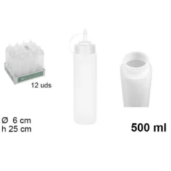 SET 12PZ BOTTIGLIE DOSATORE PLASTICA BECCUCCIO PER SALSE CONDIMENTI 500ML 102785