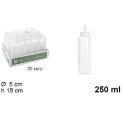 SET 20PZ BOTTIGLIE DOSATORE PLASTICA BECCUCCIO PER SALSE CONDIMENTI 250ML 102771