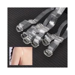 SET 6PZ. BRETELLE SPALLINE REGGISENO TRASPARENTE SILICONE GANCI 12MM REGOLABILE