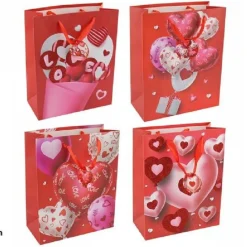 SET 6PZ BUSTE REGALO SAN VALENTINO CUORI 18 X 23 X 10 CM 69872 MODELLI ASSORTITI