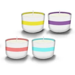 SET 12PZ CANDELA CITRONELLA 90GR IN CERAMICA CON RIGA COLORATA REPELLENTE INSETTI 032640