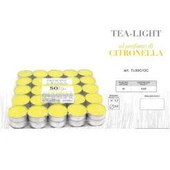 SET 50PZ CANDELE PROFUMATE ANTI ZANZARE TEALIGHT AL PROFUMO DI CITRONELLA LUMINI