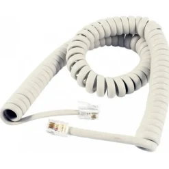 SET 2PZ. CAVI TELEFONICO SPIRALATO 3MT SPIRALE BEIGE RJ9 4P4C CORNETTA TELEFONO