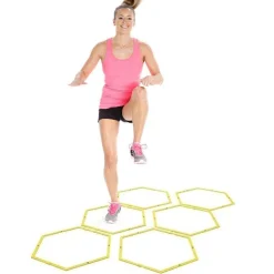 SET 6PZ CERCHI ESAGONALI PER ALLENAMENTO AGILITÀ ESERCIZI PALESTRA OSTACOLI 40CM