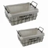 SET 2PZ CESTINI IN METALLO CON RIVESTIMENTO IN TESSUTO PORTAOGGETTI MANICI 10631