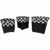SET 3PZ CESTINI PORTA OGGETTI ORGANIZER TESSUTO BAGNO ROTONDI NERO BIANCO 59073