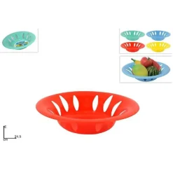 SET 3PZ CESTINO CESTO TONDO COLORATO CENTROTAVOLA PORTA FRUTTA CUCINA 24,5 X 6CM