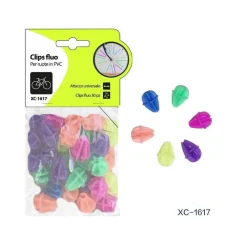 SET 30PZ CLIPS FLUO COLORATE IN PVC ACCESSORI PER RAGGI RUOTE BICICLETTA XC-1617