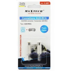 SET 2PZ CONNETTORE ADATTATORE AUDIO STEREO RCA FEMMINA A AUX 3,5MM MASCHIO C-091