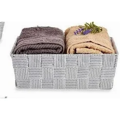 SET 4PZ CONTENITORI GRIGIO CHIARO SCATOLA IN TESSUTO ORGANIZER PORTAOGGETTI 79060