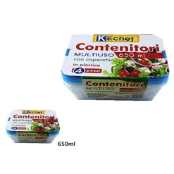 SET 4PZ CONTENITORI MULTIUSO RETTANGOLARE CON COPERCHIO IN PLASTICA 650ML CUCINA