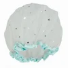 SET 2PZ CUFFIA DOCCIA BAGNO ELASTICO BORDINO VERDE STELLE PROTEGGE CAPELLI 79608