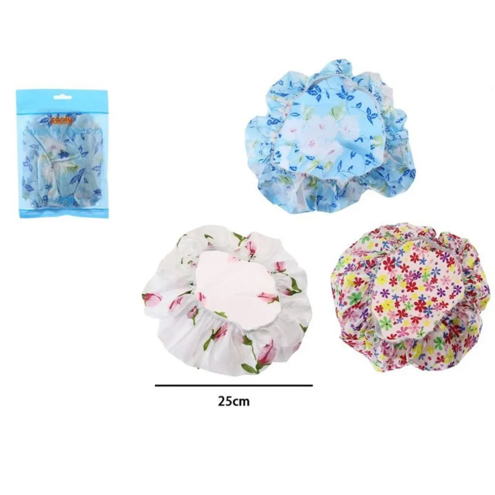 SET 3PZ CUFFIA PER DOCCIA BAGNO FANTASIA FIORI COLORATI ELASTICO PROTEGGE CAPELLI 87178