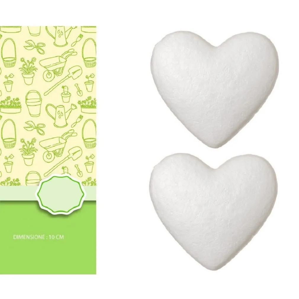 SET 6PZ CUORI CUORE IN POLISTIROLO 10 CM DECOUPAGE DECORARE SAN VALENTINO 198917