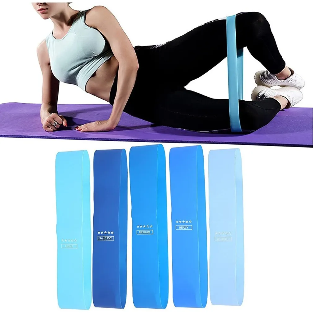 SET 5PZ FASCE ELASTICHE RESISTENZA FITNESS IN LATTICE VARI ESERCIZI YOGA PALESTRA