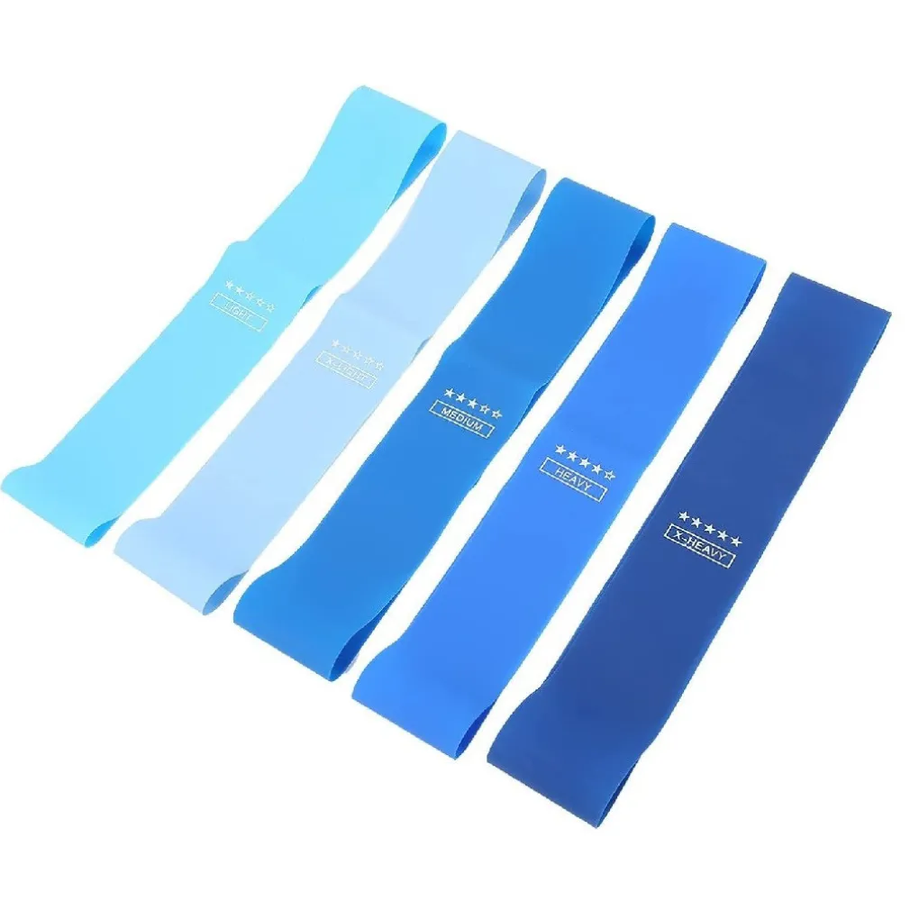 SET 5PZ FASCE ELASTICHE RESISTENZA FITNESS IN LATTICE VARI ESERCIZI YOGA PALESTRA