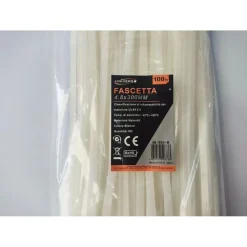 SET 100PZ FASCETTE SERRACAVO AUTOBLOCCANTI IN NYLON BIANCO 4.8 X 300MM 48-300-B
