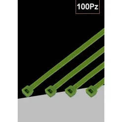 SET 100PZ FASCETTE SERRACAVO AUTOBLOCCANTI IN NYLON VERDE 4.8MM X 300MM 48-300-V