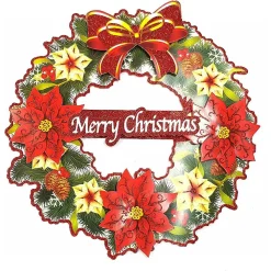 SET 2PZ FUORIPORTA GHIRLANDA CARTA 3D 36CM APPENDERE PORTA INGRESSO DECORAZIONI NATALE