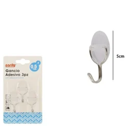 SET 3PZ GANCI APPENDINI ADESIVI PARETE CASA CUCINA BAGNO ATTACCAPANNI OVALE 87010