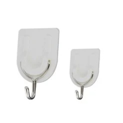 SET 5PZ GANCIO ATTACCAPANNI ADESIVO BIANCO PARETE LEGNO PORTE FASHION HOOK 59671