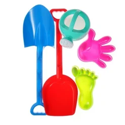 SET 5PZ GIOCATTOLI DA SPIAGGIA BAMBINI CON PALETTA RASTRELLO INNAFIATOIO FORMINE 618568