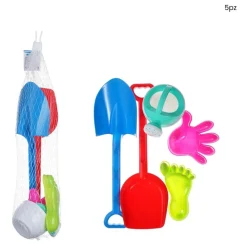 SET 5PZ GIOCATTOLI DA SPIAGGIA BAMBINI CON PALETTA RASTRELLO INNAFIATOIO FORMINE 618568