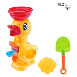 SET 3PZ GIOCO SPIAGGIA MARE CON MULINO FORMA DI ANATRA PALETTA FORMINA 10X31CM 258253