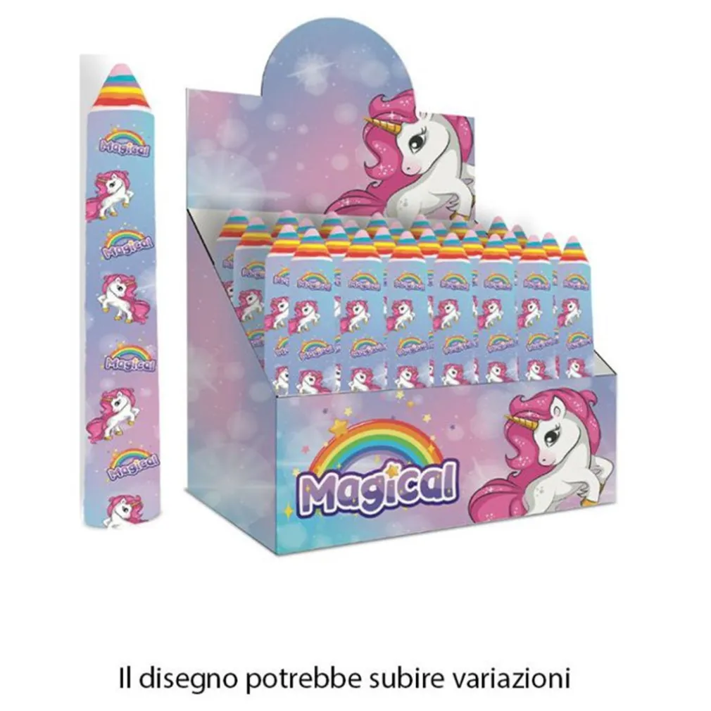 SET 24PZ GOMMA PER CANCELLARE A FORMA DI MATITA GIGANTE UNICORNO REGALO BAMBINE 737960