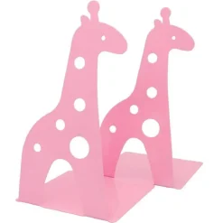 SET 2PZ GRAZIOSO FERMA LIBRI A FORMA DI GIRAFFA IN METALLO SCRIVANIA BAMBINI ROSA