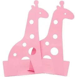 SET 2PZ GRAZIOSO FERMA LIBRI A FORMA DI GIRAFFA IN METALLO SCRIVANIA BAMBINI ROSA