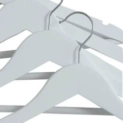 SET 20PZ GRUCCE IN LEGNO BIANCO BARRA PORTAPANTALONI ANTISCIVOLO GANCIO RUOTANTE