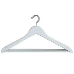 SET 20PZ GRUCCE IN LEGNO BIANCO BARRA PORTAPANTALONI ANTISCIVOLO GANCIO RUOTANTE