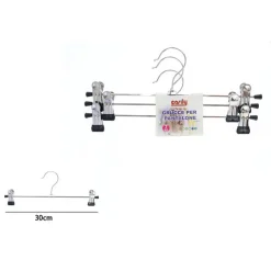 SET 3PZ GRUCCE PER PANTALONI GONNE IN ACCIAIO 30CM APPENDIABITI VESTITI CON CLIP 79334
