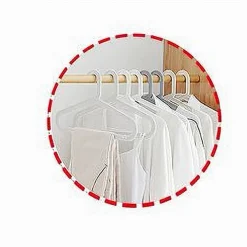 SET 5PZ GRUCCE STAMPELLE APPENDIABITI IN PLASTICA BIANCA VESTITI PANTALONI 87683