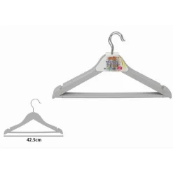 SET 3PZ GRUCCE STAMPELLE IN PLASTICA APPENDIABITI VESTITI PANTALONI GRIGIO 79315