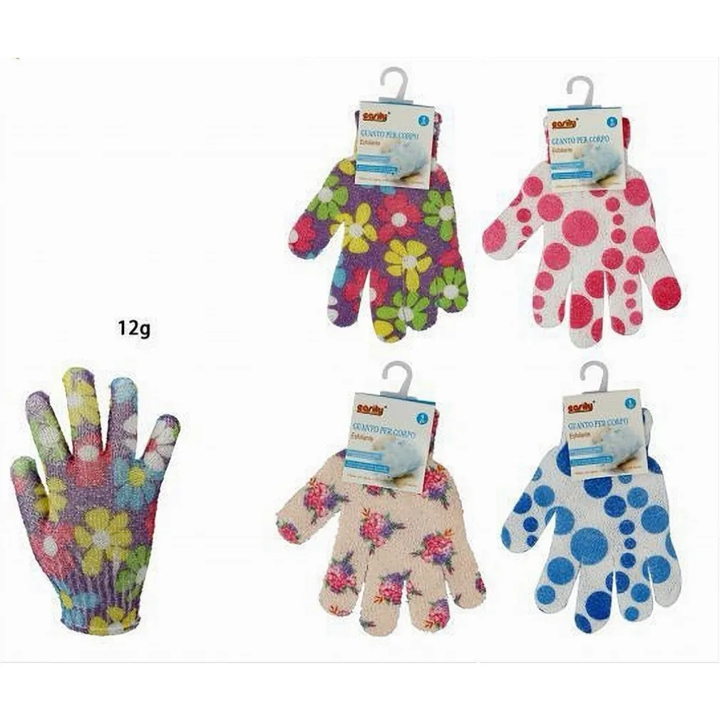 SET 4PZ GUANTO DOCCIA BAGNO MASSAGGIO ESFOLIANTE PELLE CORPO VARIE FANTASIE 79285