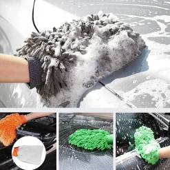 SET 2PZ GUANTO LAVAGGIO CINIGLIA IN MICROFIBRA LAVARE GUANTI PANNO PULIZIA AUTO