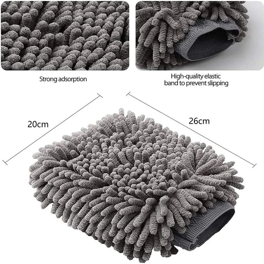 SET 2PZ GUANTO LAVAGGIO CINIGLIA IN MICROFIBRA LAVARE GUANTI PANNO PULIZIA AUTO