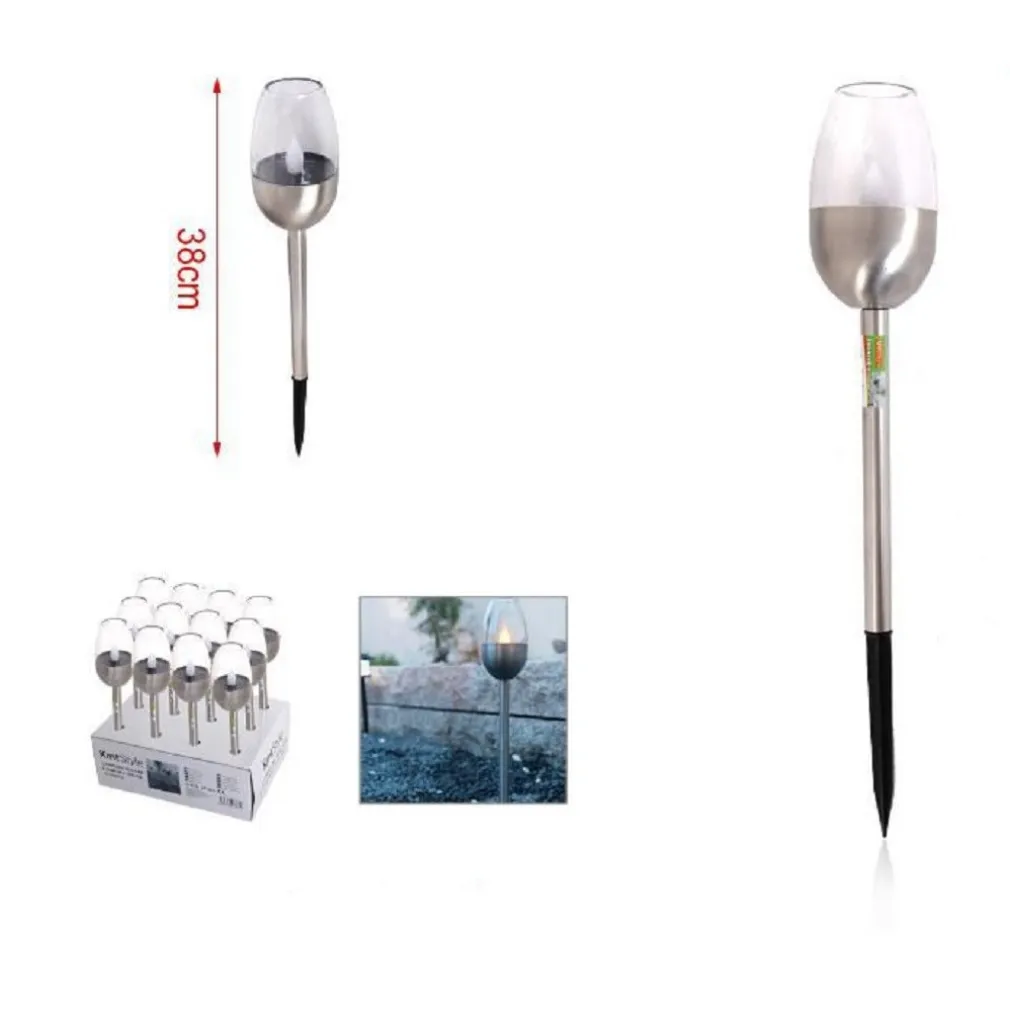 SET 12PZ LAMPADA A LUCE SOLARE LED 38 CM CON PICCHETTO DA GIARDINO TORCE 2002998