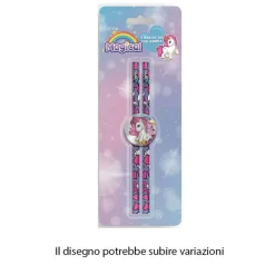 SET 2PZ MATITE HB CON GOMMA ROTONDA GRAFICA MAGICO UNICORNO CANCELLERIA BAMBINE 737908